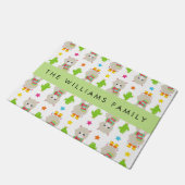 Patroon van lama's, alpaca's, cactus, Jouw naam Deurmat (Schuin)