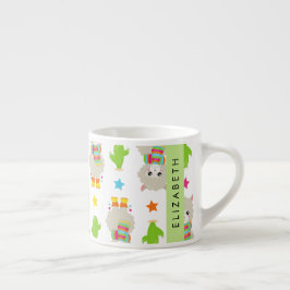 Patroon van lama's, alpaca's, cactus, Jouw naam Espresso Kop