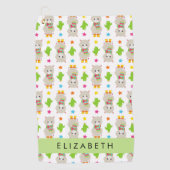 Patroon van lama's, alpaca's, cactus, Jouw naam Golfhanddoek (Voorkant)