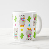 Patroon van lama's, alpaca's, cactus, Jouw naam Grote Koffiekop (Voorkant rechts)