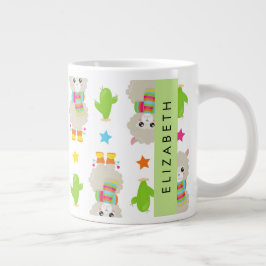 Patroon van lama's, alpaca's, cactus, Jouw naam Grote Koffiekop