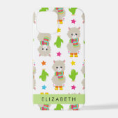 Patroon van lama's, alpaca's, cactus, Jouw naam iPhone Hoesje (Achterkant)