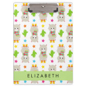 Patroon van lama's, alpaca's, cactus, Jouw naam Klembord (Voorkant)
