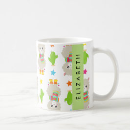 Patroon van lama's, alpaca's, cactus, Jouw naam Koffiemok