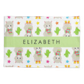 Patroon van lama's, alpaca's, cactus, Jouw naam Kussensloop (Achterkant)