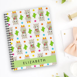 Patroon van lama's, alpaca's, cactus, Jouw naam Notitieboek