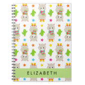 Patroon van lama's, alpaca's, cactus, Jouw naam Notitieboek (Voorkant)
