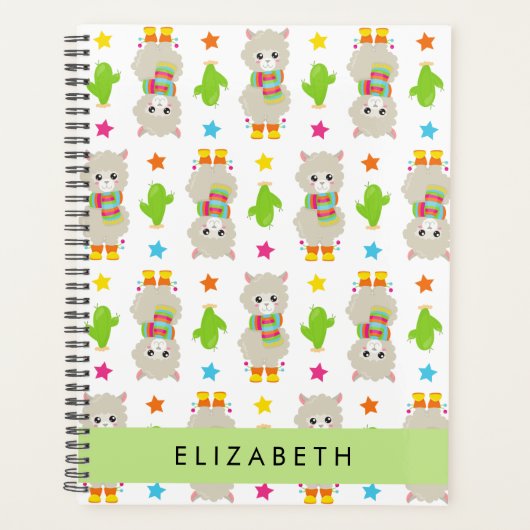 Patroon van lama's, alpaca's, cactus, Jouw naam Planner (Voorkant)