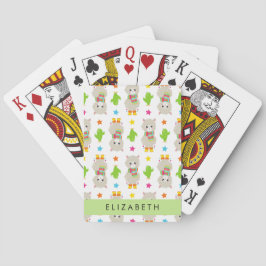 Patroon van lama's, alpaca's, cactus, Jouw naam Pokerkaarten