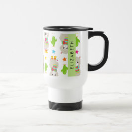 Patroon van lama's, alpaca's, cactus, Jouw naam Reisbeker