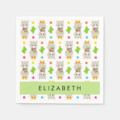 Patroon van lama's, alpaca's, cactus, Jouw naam Servet (Voorkant)