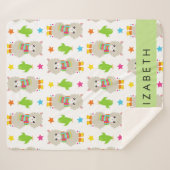 Patroon van lama's, alpaca's, cactus, Jouw naam Sherpa Deken (Voorkant (horizontaal))