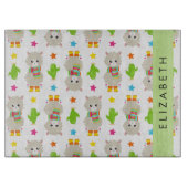 Patroon van lama's, alpaca's, cactus, Jouw naam Snijplank (Voorkant)