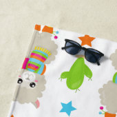 Patroon van lama's, alpaca's, cactus, Jouw naam Strandlaken (In situ)