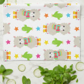 Patroon van lama's, alpaca's, cactus, Jouw naam Theedoek (Gevouwen)