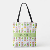 Patroon van lama's, alpaca's, cactus, Jouw naam Tote Bag (Achterkant)
