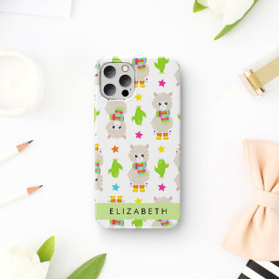 Patroon van lama's, alpaca's, cactus, uw naam iPhone 16 hoesje