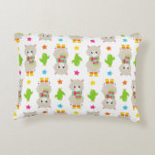 Patroon van lama's, Cute Llamas, Alpacas, Cactus Accent Kussen (Achterkant)