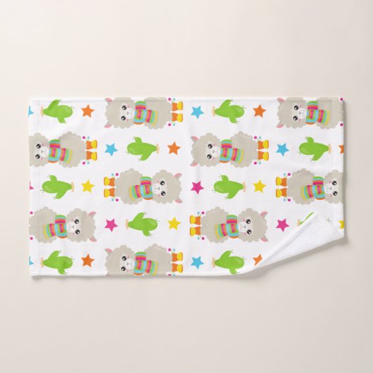 Patroon van lama's, Cute Llamas, Alpacas, Cactus Bad Handdoek (Handdoek)