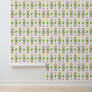 Patroon van lama's, Cute Llamas, Alpacas, Cactus Behang