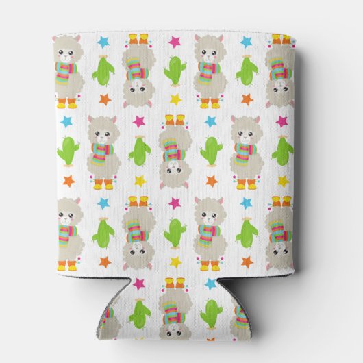 Patroon van lama's, Cute Llamas, Alpacas, Cactus Blikjeskoeler (Achterkant)
