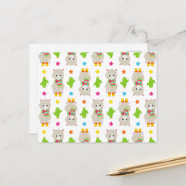 Patroon van lama's, Cute Llamas, Alpacas, Cactus Briefkaart