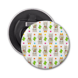 Patroon van lama's, Cute Llamas, Alpacas, Cactus Button Flesopener