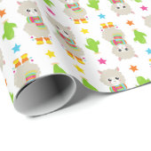 Patroon van lama's, Cute Llamas, Alpacas, Cactus Cadeaupapier (Rol Hoek)