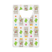 Patroon van lama's, Cute Llamas, Alpacas, Cactus Creditkaart Flessenopener (Achterkant)