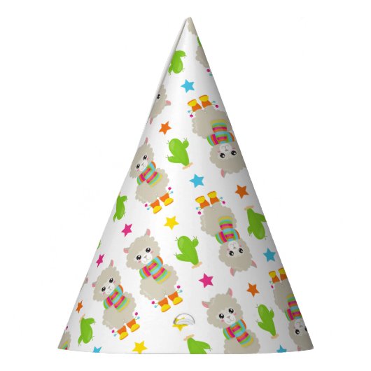 Patroon van lama's, Cute Llamas, Alpacas, Cactus Feesthoedjes (Links)