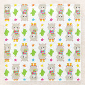 Patroon van lama's, Cute Llamas, Alpacas, Cactus Glazen Onderzetter (Voorkant)