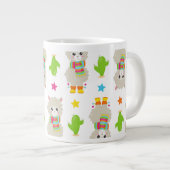 Patroon van lama's, Cute Llamas, Alpacas, Cactus Grote Koffiekop (Voorkant rechts)