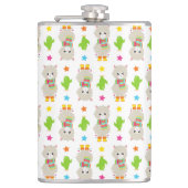 Patroon van lama's, Cute Llamas, Alpacas, Cactus Heupfles (Voorkant)