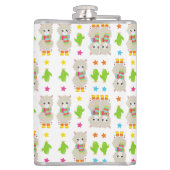 Patroon van lama's, Cute Llamas, Alpacas, Cactus Heupfles (Achterkant)