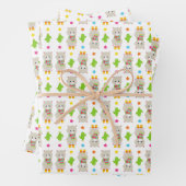 Patroon van lama's, Cute Llamas, Alpacas, Cactus Inpakpapier Vel (In situ)