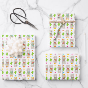 Patroon van lama's, Cute Llamas, Alpacas, Cactus Inpakpapier Vel