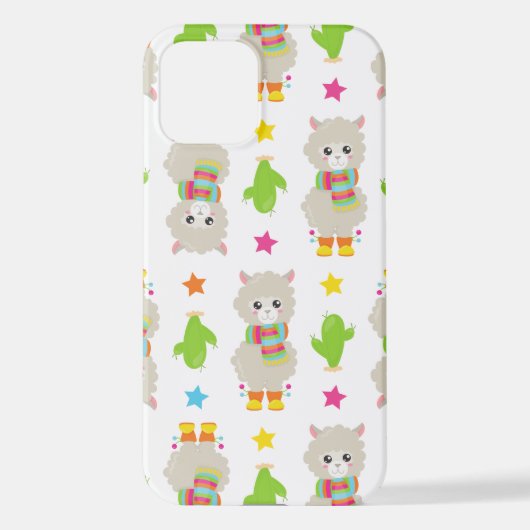 Patroon van lama's, Cute Llamas, Alpacas, Cactus iPhone Hoesje (Achterkant)