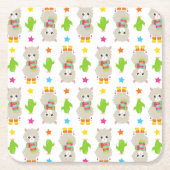 Patroon van lama's, Cute Llamas, Alpacas, Cactus Kartonnen Onderzetters (Voorkant)