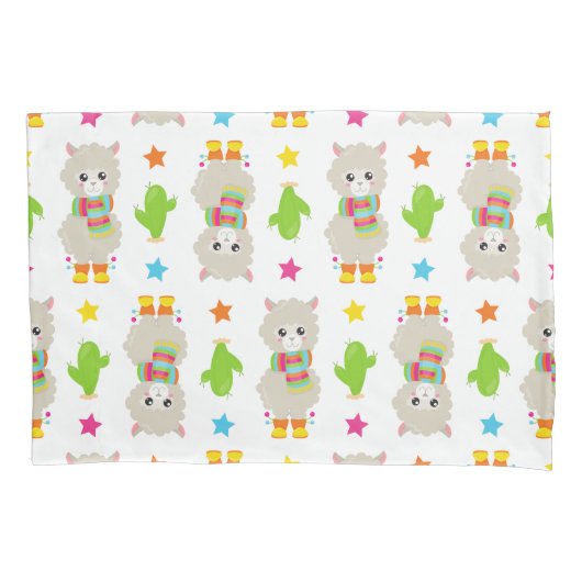 Patroon van lama's, Cute Llamas, Alpacas, Cactus Kussensloop (Voorkant)