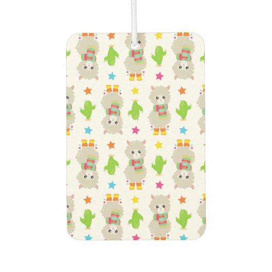 Patroon van lama's, Cute Llamas, Alpacas, Cactus Luchtverfrisser (Voorkant)