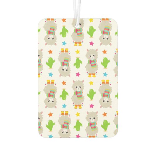 Patroon van lama's, Cute Llamas, Alpacas, Cactus Luchtverfrisser (Achterkant)