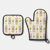 Patroon van lama's, Cute Llamas, Alpacas, Cactus Ovenwant & Pannenlap Set (Voorkant)