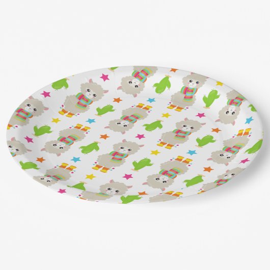 Patroon van lama's, Cute Llamas, Alpacas, Cactus Papieren Bordje (Gekanteld)