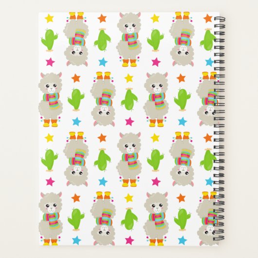 Patroon van lama's, Cute Llamas, Alpacas, Cactus Planner (Achterkant)