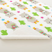 Patroon van lama's, Cute Llamas, Alpacas, Cactus Sherpa Deken (3/4)