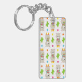 Patroon van lama's, Cute Llamas, Alpacas, Cactus Sleutelhanger (Voorkant Links)