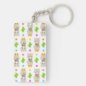 Patroon van lama's, Cute Llamas, Alpacas, Cactus Sleutelhanger (achterkant)