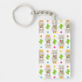 Patroon van lama's, Cute Llamas, Alpacas, Cactus Sleutelhanger (Voorkant)