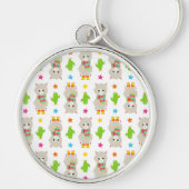 Patroon van lama's, Cute Llamas, Alpacas, Cactus Sleutelhanger (Voorkant)