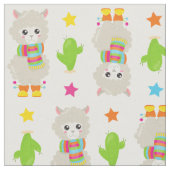 Patroon van lama's, Cute Llamas, Alpacas, Cactus Stof (Close Up)